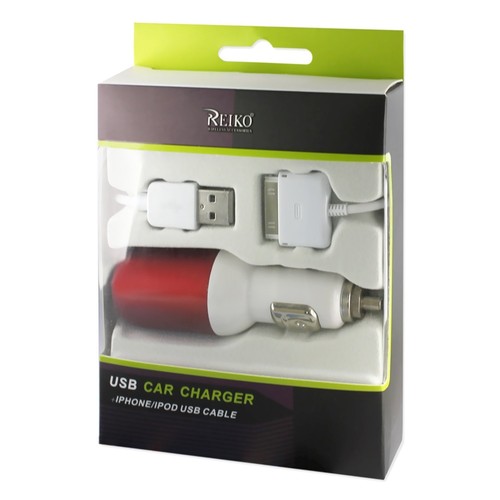 Fashionable USB Car Charger with USB Data Cable for AT&T Apple iPhone 4 16GB 32G