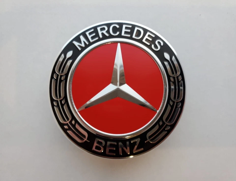 Juego de 4 tapas centrales Mercedes Benz negro-rojo 2,95 pulgadas/75 mm se adapta a la mayoría de los modelos Foto 3 de 4