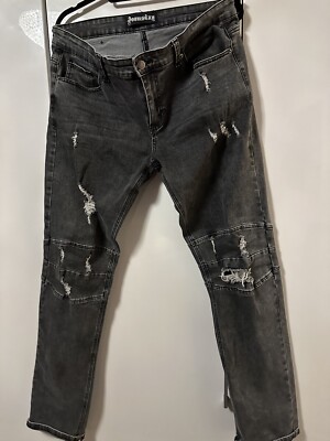 Jeans W 34 L34 Grau Löcher Boomsday