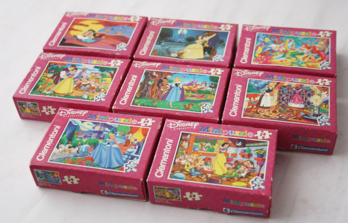 8X DISNEY PRINCESS MINI PUZZLE 54 PCS ALADDIN BEAUTY BEAST SNOW
