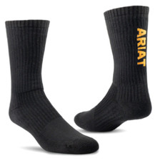 ARIAT Mens Men s Cotton 3 Pack Crew Socks, Black