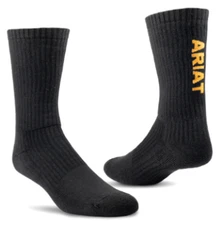 ARIAT Mens Men`s Cotton 3 Pack Crew Socks, Black