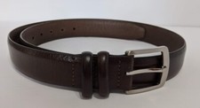 Men's Brown GENUINE LEATHER Casual BELT Silver Buckle Size 40 NWOT 1 3/8"