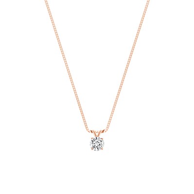1/3 kt runder im Labor hergestellter gewachsener Diamant Anhänger Halskette 14 K Rotgold D/VVS 16''