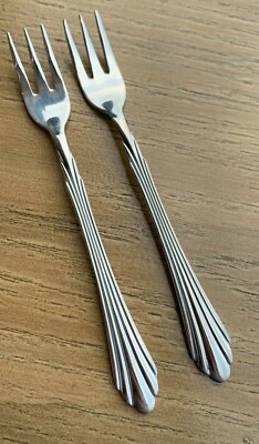2 Seafood Cocktail Fork Barrington Retroneu 18/8 Stainless Glossy Plume Korea 