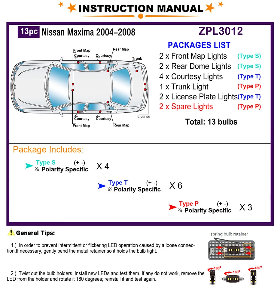 Kit de luces LED interiores para Nissan Máxima 2004-2008 luces LED blancas actualización Foto 2 de 4