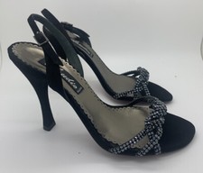 Vero Cuoio Womens Shoes Black Suede Crystal Size 35 Italy US 4.5 650