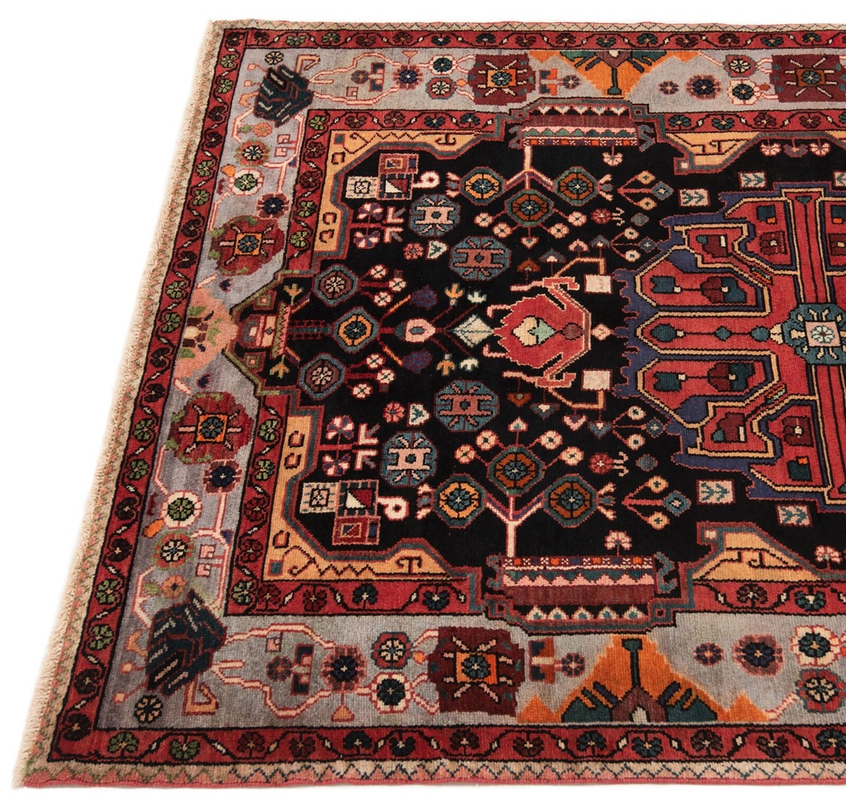 Tapis Persan Nahavand – 256 X 145 Cm – Laine Nouée Main – Motif Oriental (Occasion)