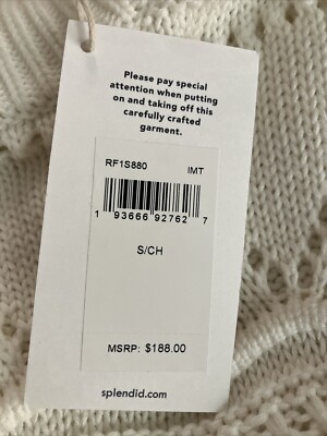 Splendid Ivory Chunky Cotton/silk Knit Sweater Cotton Blend Size