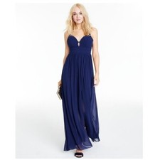 City Studio Junior Womens 7 Navy Blue Keyhole Gown Dress NWT CR11