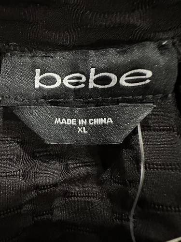 Bebe Ribbed Rhinestone Bling Logo Tank Top Stretchy Jet Black Size XL ...