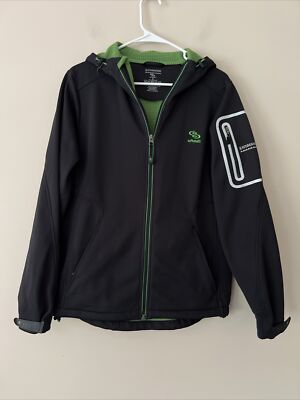 Kathmandu Active Series Softshell Black Green Hooded Windbreaker Jacket  Small - Main Image