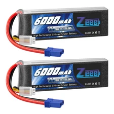 2x Zeee 3S Lipo Battery 6000mAh 11.1V 120C Soft Case EC5 for RC Car Truck Boat