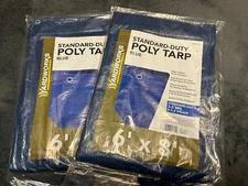 2 - 1 Packs Poly Blue Tarp 6' x 8 Standard Duty 3.5 mil   2 Total Tarp Brand New