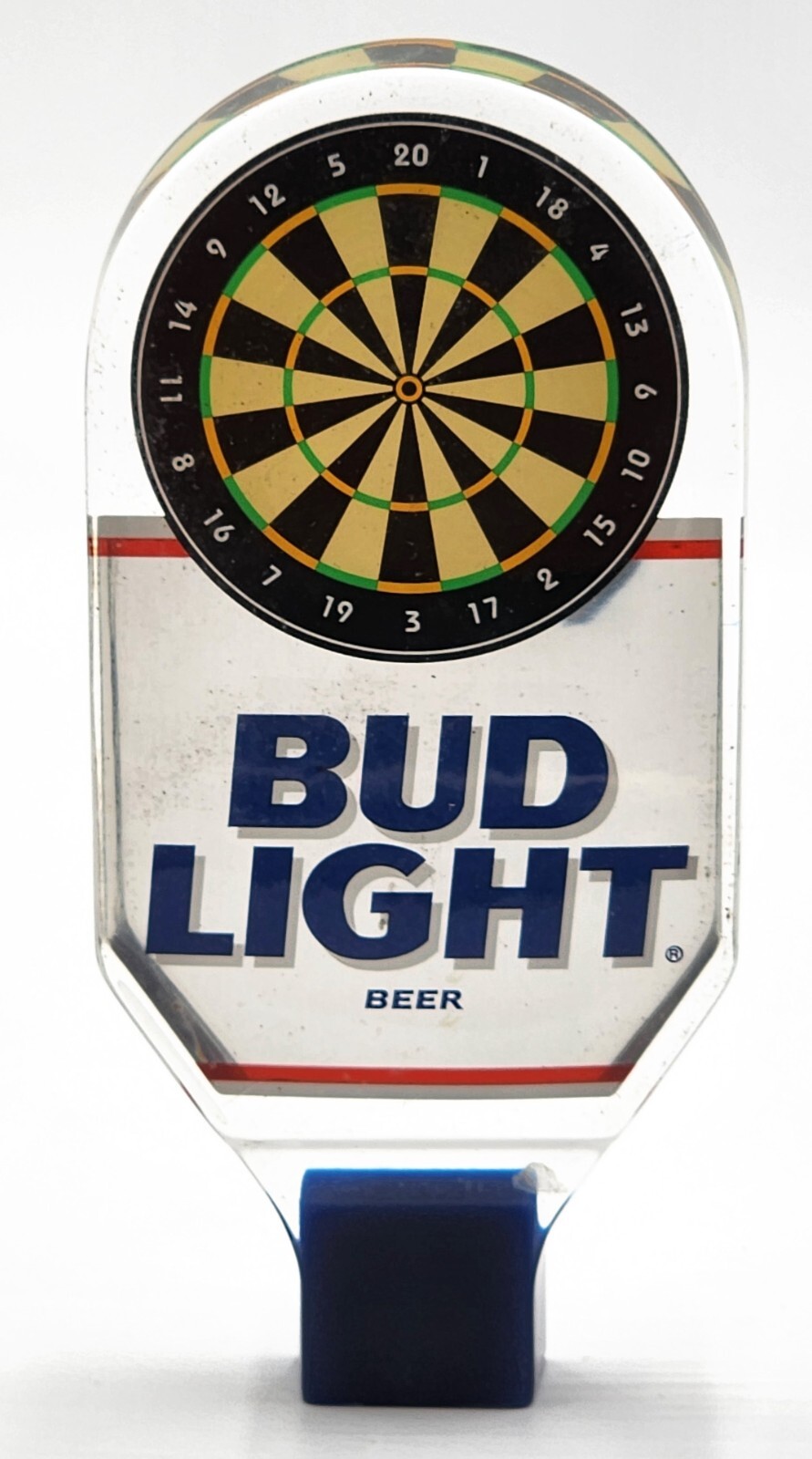 Bud Light Budweiser Beer Acrylic Lucite Dart Board Tap Handle Darts Clear 6.5 in