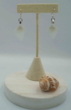 White Sea Glass Pieces: Rounded Kite Shaped Earring Pair E 14