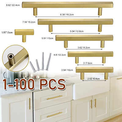 Kitchen Cabinet Handles Square Bathroom Cupboard Pulls Dresser Knob Brushed  Gold | eBay
