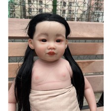 30" Unfinished Reborn Baby Doll Kits Toddler Girl with Long Hair Cloth Body Gift