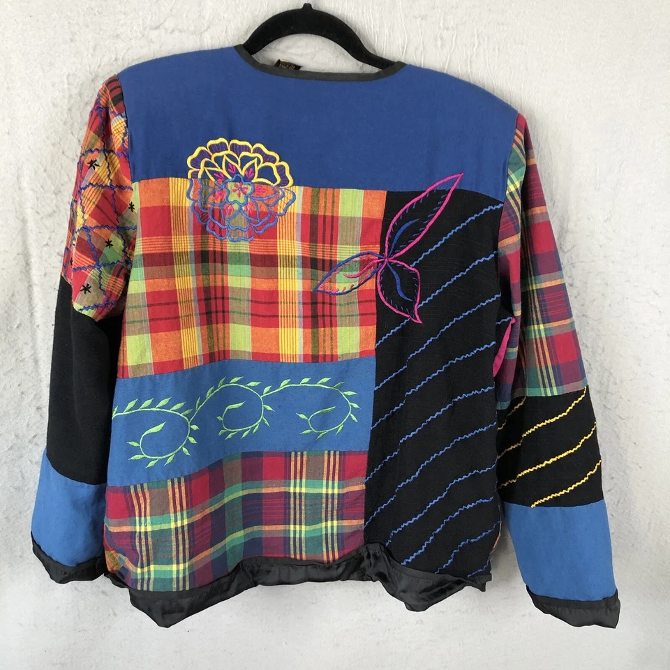 Chaqueta Alex Kim Mujer Grande Colorida Bordada a Cuadros Edredón Artístico Retazos Foto 2 de 4