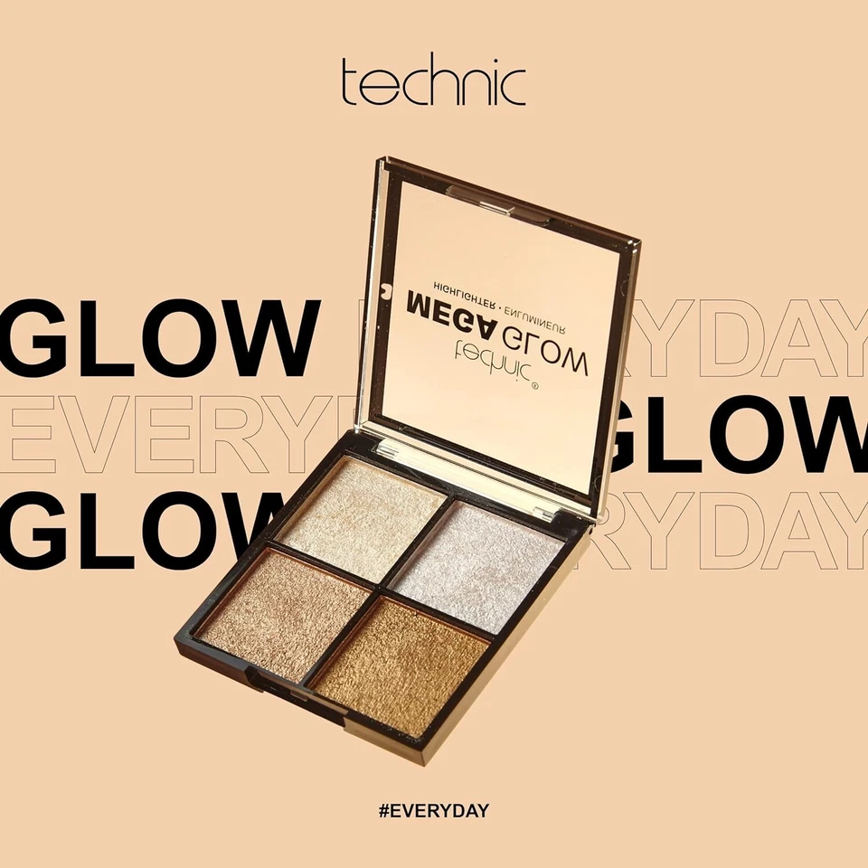 Technic Mega Glow Highlighter Palette Pearl Gold Neutral Highlighting Powder - Image 3 of 3