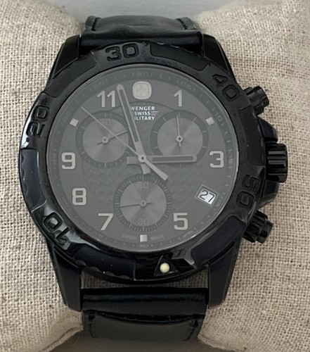 Wenger Swiss Made 100M WR Sapphire Crystal Black Men's Watch 79265 New Battery - 第 14/14 張圖片