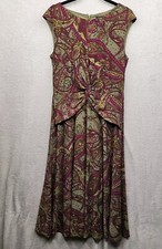 Lauren Ralph Lauren Dress Womens 6 Green Paisley Cap Sleeve Long Twist Front