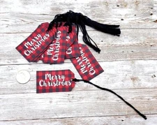 21-Christmas-Farmhouse-Buffalo Check-Lumberjack-Linen Cardstock-Gift-Tags