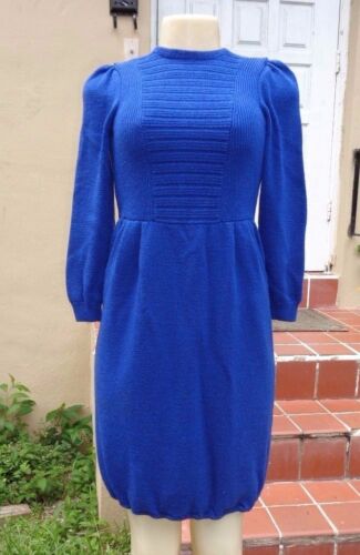 ST. JOHN for Neiman Marcus Blue Mock Neck Santana Knit Sweater Dress SZ 10