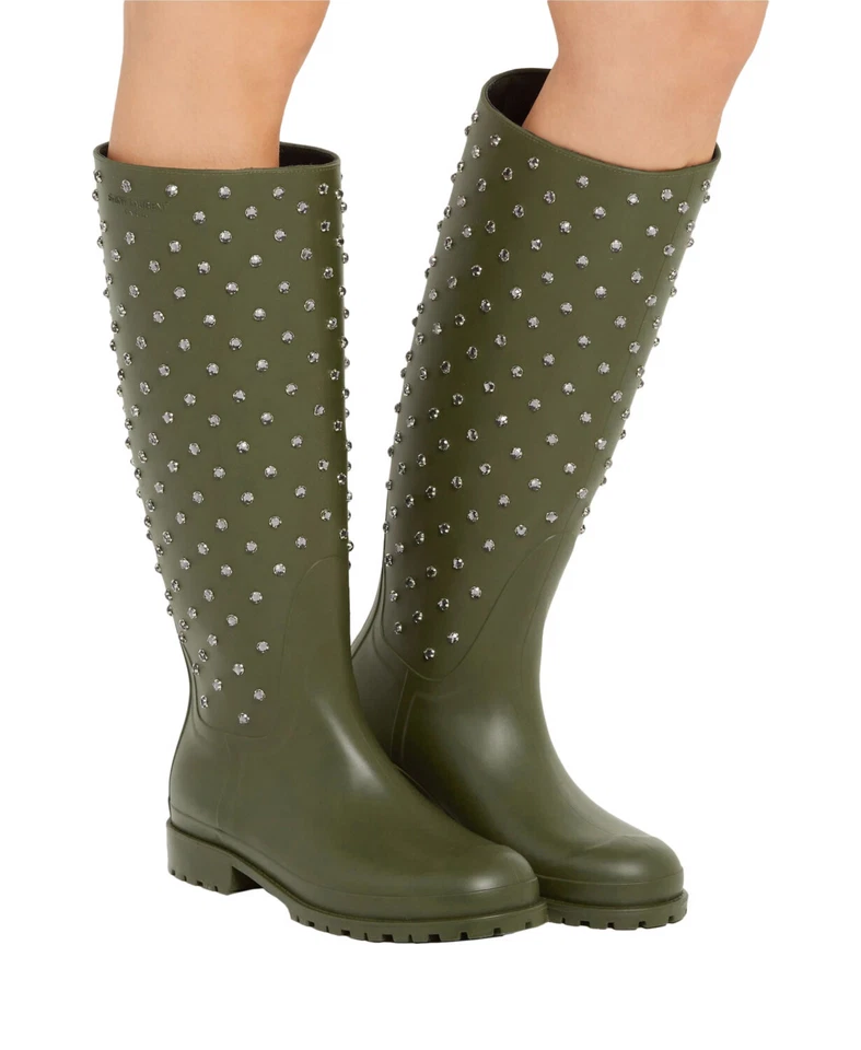 Saint Laurent 女式绿色节日装饰橡胶雨靴鞋 - Gr... — 第 4/4 张图片