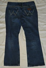 Wrangler Boot Cut Jeans SZ 15X30 Washed Blue Denim Stretch