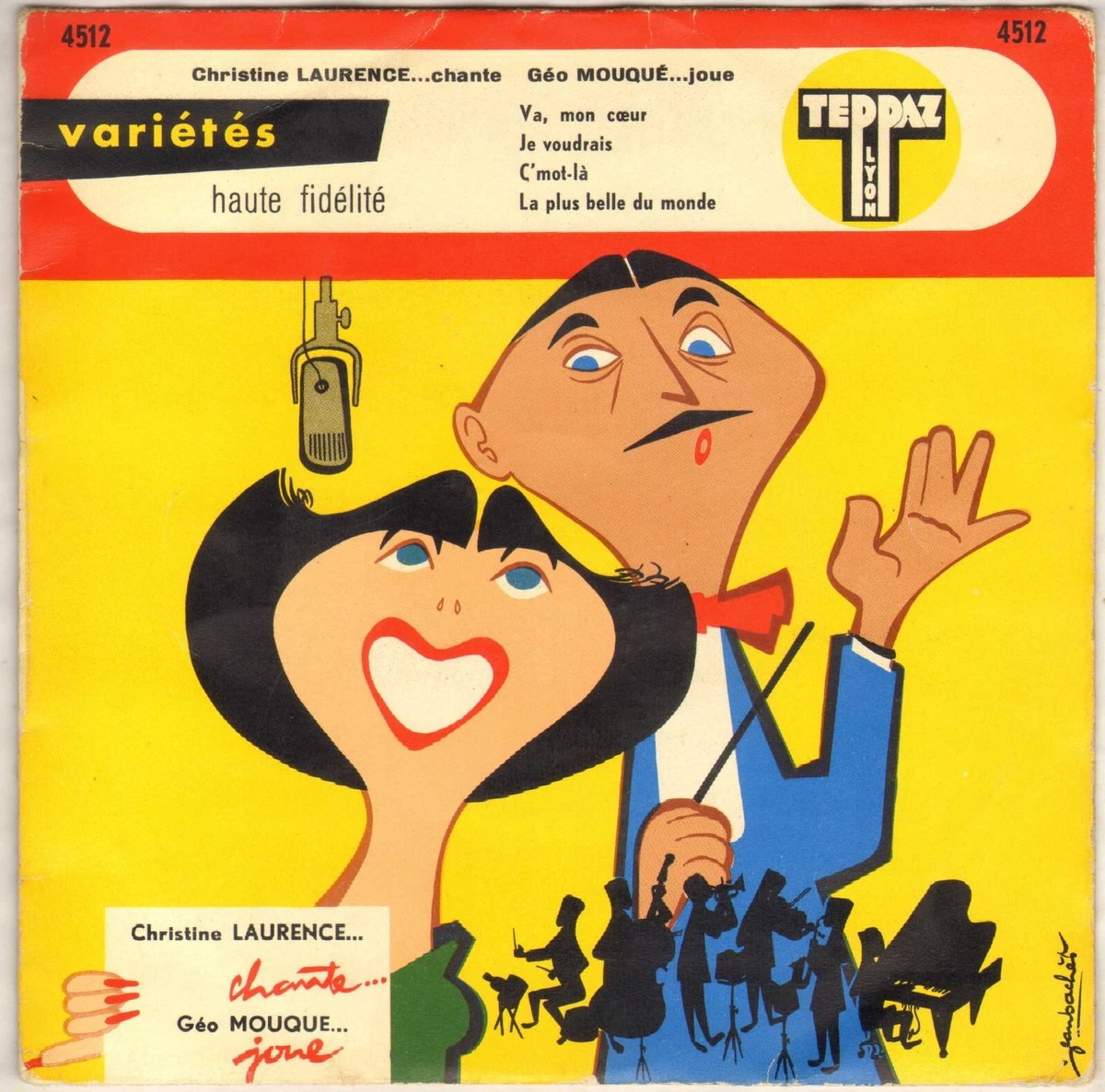 CHRISTINE LAURENCE / GEO MOUQUE "VA MON COEUR" VOCAL JAZZ EP 1958 TEPPAZ 4512