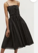 New Latest RHODE Katrina Black Adjustable Spaghetti Straps Cotton Dress sz 2