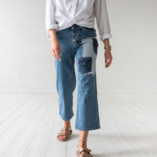 High Cropped Wide Leg Blue 