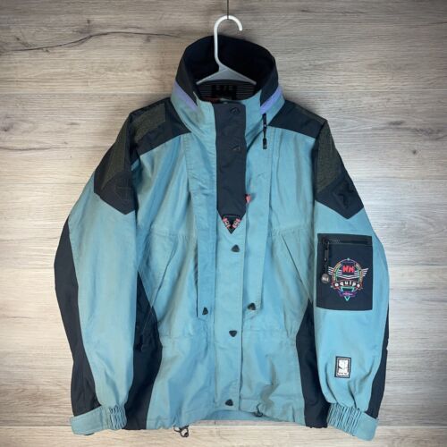 Rare Vintage Helly Hansen Equipe Helly-Tech Ski Jacket XS Teal Black Colorful