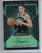 2018-19 Obsidian Matrix Prizm Electric Green 01/25 Rodions Kurucs Rookie Auto