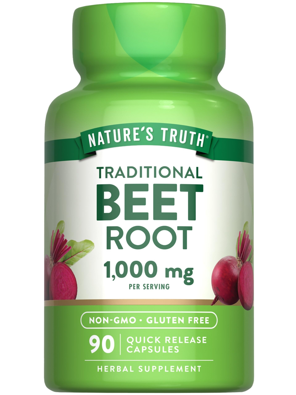 Powerful 1000mg Beet Root Extract Capsules - 90 Gluten-Free Vegan Pills