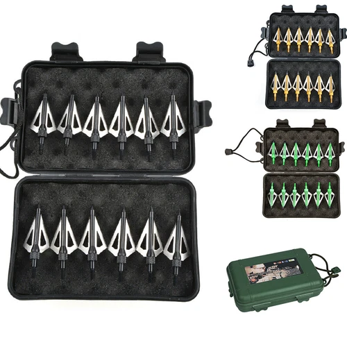 12 Stück Bogenschießen Pfeilspitzen & Box Jagdschraube Pfeilköpfe 100 Grain Broadheads - Bild 5 von 27