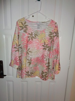 Rebecca Malone Shirt Pink Peach Leaf Graphic Size XL