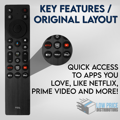 New Original TCL RC923A FMB1 Smart TV Voice Remote w/ Netflix Youtube Disney+ - Picture 6 of 7