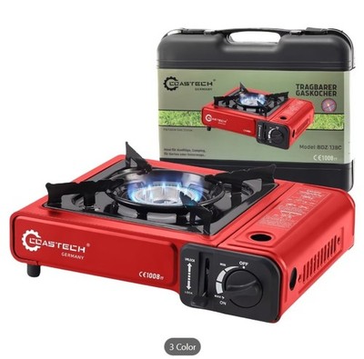 Gas Stove Camping Single-Flame - Red Portable Gas Stove for Outdoor, Tent, Festi