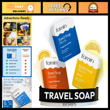 Portable Paper Soap Sheets - 300 Dissolvable Travel Hand Soap Sheets Unscented,