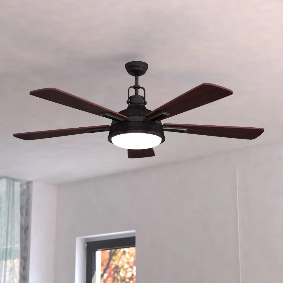 Walton 1-Light Ceiling Fan in Industrial Style 19.75 Inches Tall and 52 Inches - Image 2 of 4