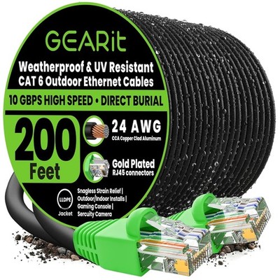 Cat6 Ethernet Cable 200ft - High Speed Outdoor Network Cable