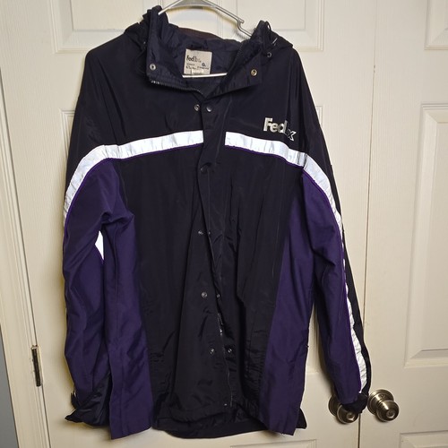 FedEx Stan Herman VF Imagewear Hooded Jacket XL Black/Purple Nylon FD3326