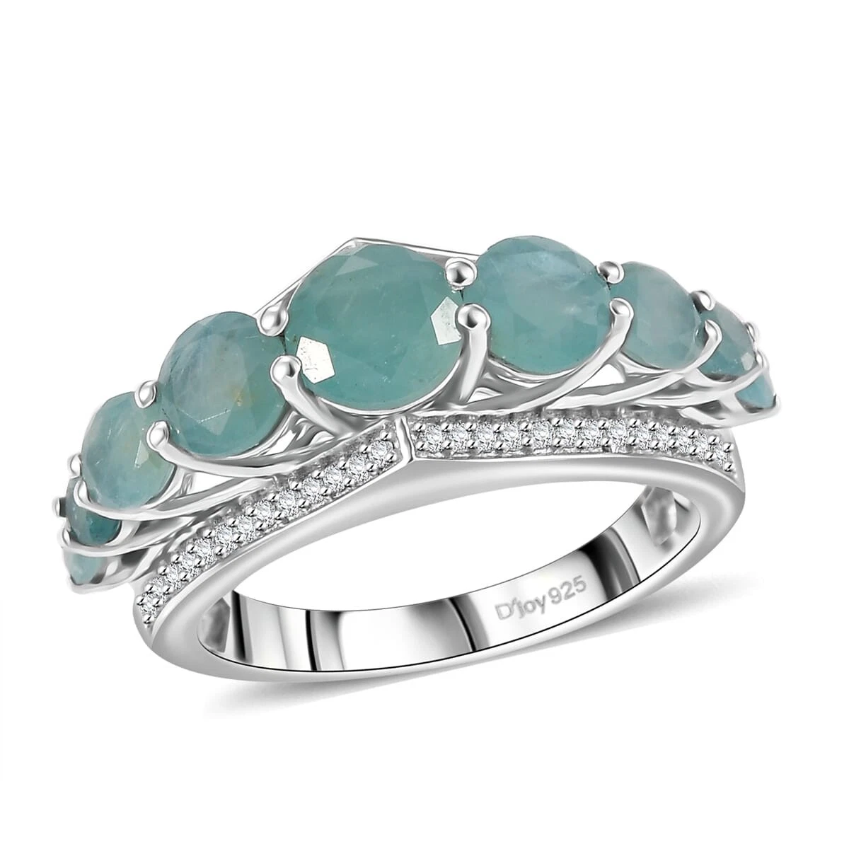 Gemstone Rhodium 2.00 ctw - 4.99 ctw Total Carat Weight Ring 