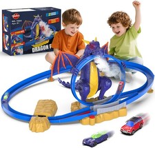 VATOS Dragon Slot Track Cars Set Toys - Racing Car Toy with Light & Spray