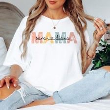 Gildan Tee Mama Shirt, Personalized Name Mama Shirt, Custom Mom Gift Tee