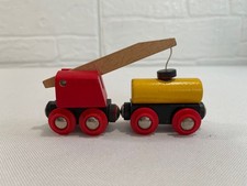 Vintage BRIO 33329 Railway Crane w/ Car Set for Wooden Trains