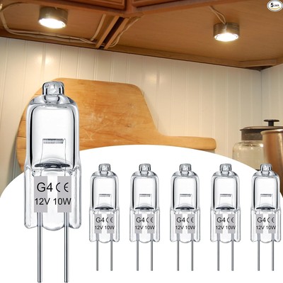 10 Watt 12 Volt Light Bulbs 2 Pin G4 Base - 5PCS Long Lasting  G4 10W- 5 Pack
