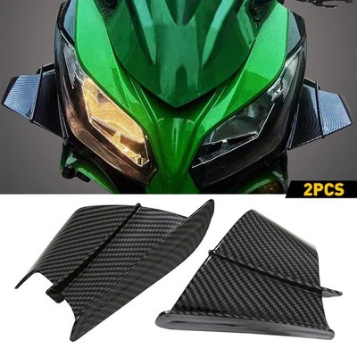 Motorcycle Body Side Winglets Air Deflector Wing Spoiler Gloss Carbon Fiber EAE